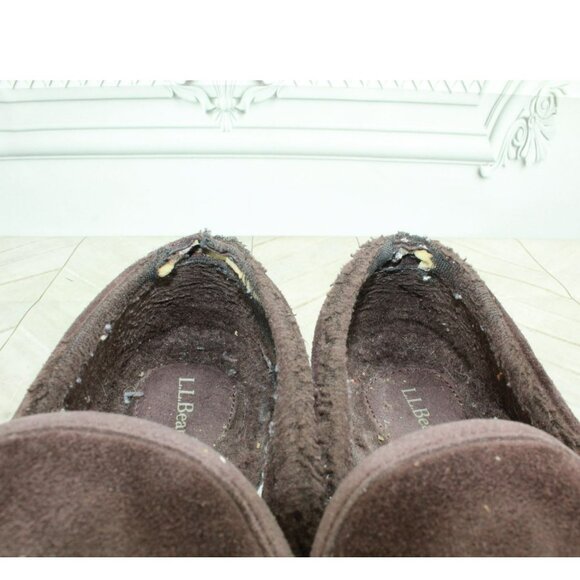 LL Bean Mountain Dark Brown Suede Water Resistant Non Slip Slippers Size 11 M - Picture 7 of 9